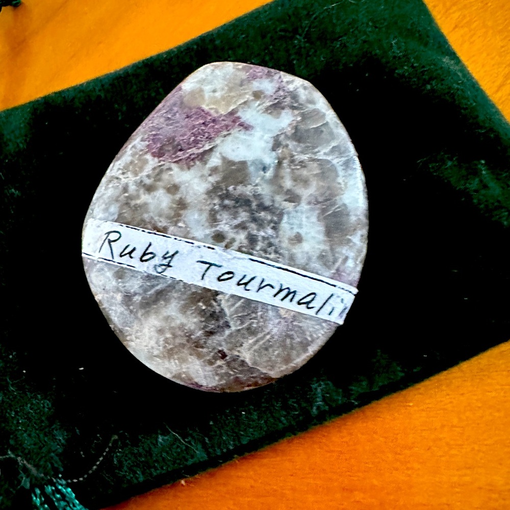Ruby Tourmaline Stone 2x2 inches with pouch